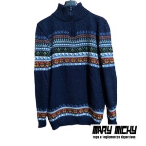 CHOMPA DE CABALLERO - CUELLO CAMISERO - LANA DE ALPACA -  TALLA M