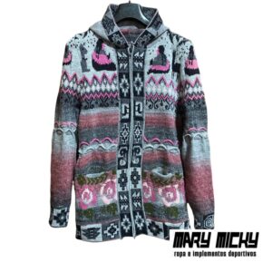 CHOMPA DE DAMA CON CIERRE - LANA DE ALPACA - TALLA M