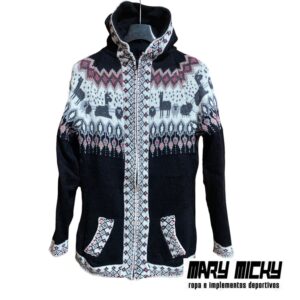 CHOMPA DE DAMA CON CIERRE - LANA DE ALPACA - TALLA M
