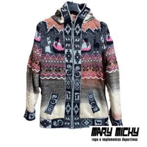 CHOMPA DE DAMA CON CIERRE - LANA DE ALPACA - TALLA S/M