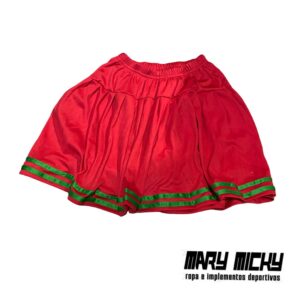 Falda Short - Rojo C/ Verde - Tela Poliester