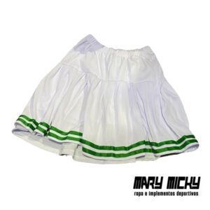 Falda Short – Blanco C/ Verde – Tela Poliester