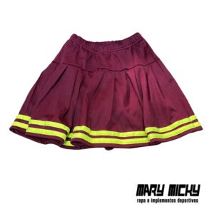 Falda Short – Guinda C/ Verde Neon – Tela Poliester