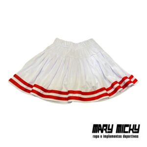 Falda Short – Blanco C/ Rojo – Tela Poliester