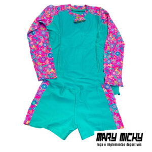 Ropa de Baño de Niña 2 Pzs Short / Polo Manga Larga - Talla 14
