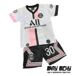 Conjunto   París Saint-Germain PSG - Alterno Blanco - MESSI - Tela Dri